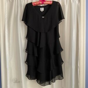 Patra Black Dress 6P Ruffles Tiers Evening